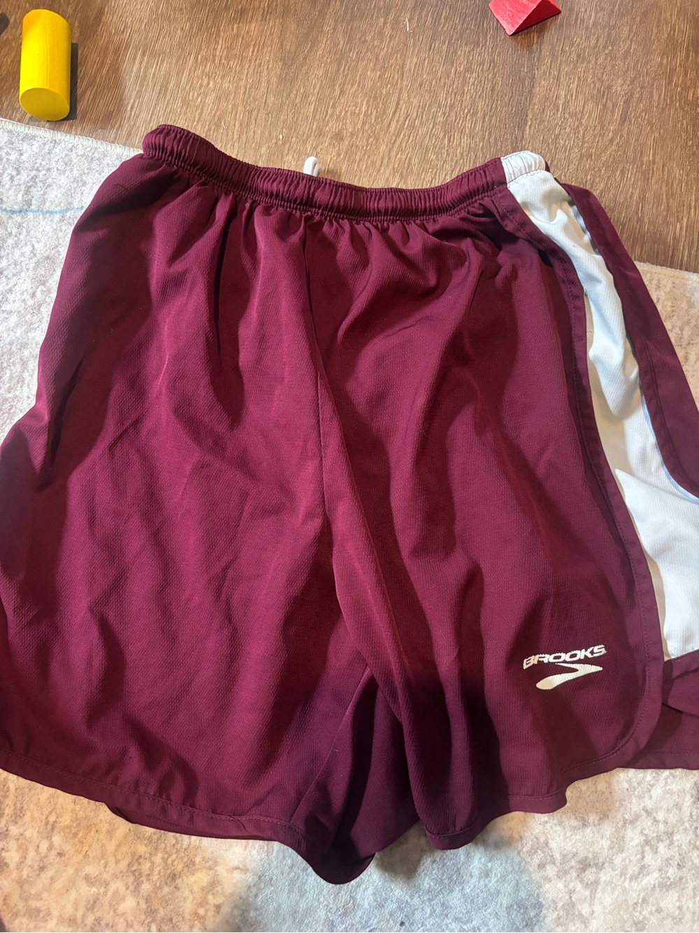Brooks Women's Maroon Athletic Shorts with White Side Panel
